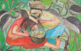 Nilson Pimenta (Argentina, 1957), oil on canvas. Signed and dated '86 lower margin. Framed.
