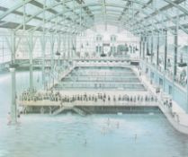 A large print depicting the Sutro Baths in San Francisco by Marilyn Blaisdell 1977.