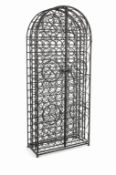 A wrought iron floor-standing wine rack, for 138 bottles.