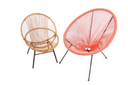 Two assorted mid-century garden chairs.