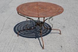 A metal garden table.