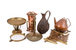 A group of assorted Arts & Crafts brass and copper items