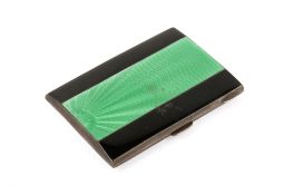 An Art Deco silver and enamel lady's cigarette case.