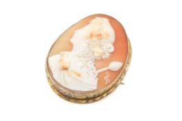 A Victorian cameo brooch depicting a Bacchante.