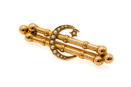 A 15ct seed pearl bar brooch.