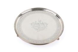 A late 18th century round silver salver.