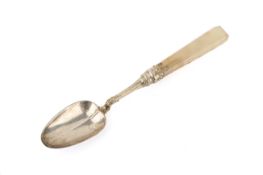 A Georgian silver spoon with agate handle.