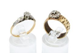 Two 18ct gold rings.