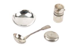 Four Georgian and later silver and white metal table items.