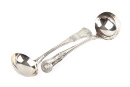 A pair of small Georgian silver ladles.
