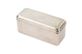 A rectangular Georgian silver snuff box.