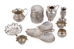 A group of Indian, Thai and other white metal items.