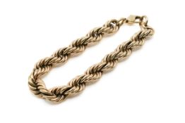 A 9ct gold twist bracelet. Width circa 1cm, length including clasp 21cm, hallmarked, weight 60.4g.