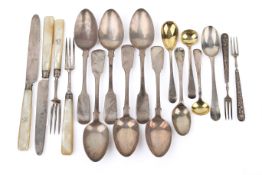 A small group of Victorian and later silver cutlery.