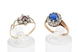 Two 9ct gold stone set rings.