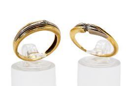 Two yellow and white metal rings.