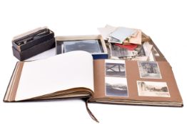 Collection of assorted vintage photographs and glass negatives, mostly military interest.