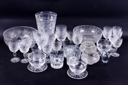 A collection of assorted crystal glassware. Including Stuart, Waterford and Wedgwood, etc.