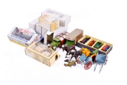 A small collection of vintage diecast model vehicles. Including Tri-ang Minic lorry, etc.