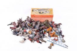 Collection of play worn lead toy figures and a Johnson Disney No.2 projector boxed.