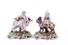 Pair of Gille Jeune 19th century porcelain figures (af).