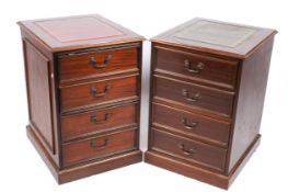 Two 20th century Georgian style two drawers filing cabinets with inset leather tops.