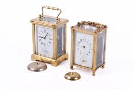 Two brass five glass carriage clocks (af).
