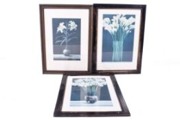Nigel Waymouth (born 1941), three lithographs of vases of flowers.