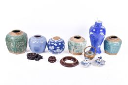A group of assorted Chinese pottery items.