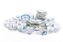 A Victorian EJD Bodley Prunus Blossom tea service with turquoise handles, circa 1870s,
