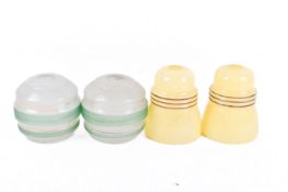 Two pairs of Art Deco style glass lamp shades. Largest H15cm. (4).