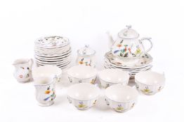 Gien France Oiseaux De Paradis (bird of paradise) earthenware breakfast tea set.