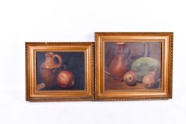 Two oil on canvas - still life paintings. Both unsigned, framed.