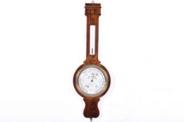 Late 19th century French rosewood cased wheel barometer having white ceramic dial inscribed