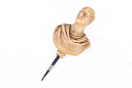 A small wax bust modelled as a Roman (af).