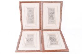 After Walter Crane (1845-1915) - set of four prints, circa 1880. 9cm x 21cm. Framed and glazed.
