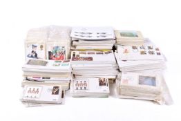 A collection of assorted first day covers with some stamp related postcards.