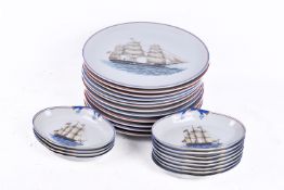 A quantity of Mottahedeh VA 1824 'Our Maritime Heritage' themed ceramic plates (27cm diameter) and