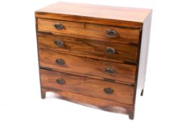 A Georgian mahogany chest of drawers. Having four long drawers, raised on bracket feet.
