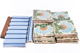 A group of Minton ceramic fireplace tiles (20) and a W. R.