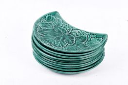 A collection of Wedgwood green leaf majolica.