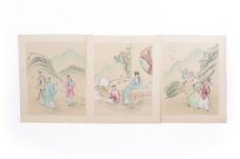 Three Chinese watercolours on silk.