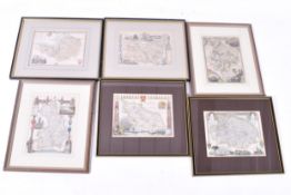 Six assorted 19th century hand coloured maps.