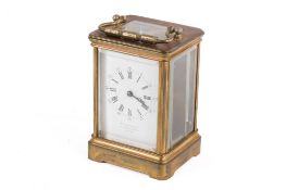 A late 19th century Klaftenberger (Paris) brass carriage clock.