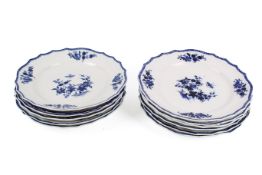 A set of twelve 18th century Tournai porcelain plates.