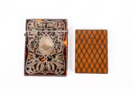 A late 19th century white metal mounted calling card case and another.