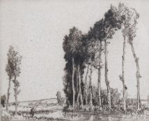 William Lee Hankey (1869-1952), etching, 'The Fishing on a Stream'.