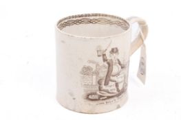 An 18th/19th century 'John Bull's' and 'The Jew's Velocipede' transfer printed mug.