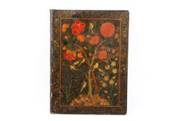 A 19th century Persian Qajar ware cased mirror and a folder.