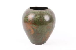 A WMF 'Ikora' verdigris patinated bronze vase.